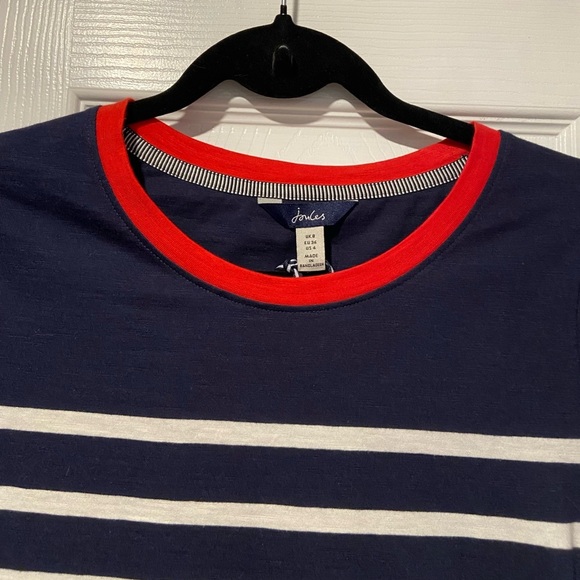 NWT Joules Size 4 Navy Blue Nautical Stripe Red Crew Neck Short Sleeve Tee Shirt - Picture 2 of 12